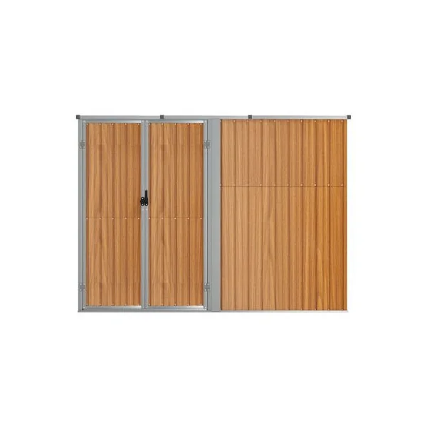 Armoire de jardin Grand modèle outillage imitation bois galvanisée Armoire en métal Armoire extérieure