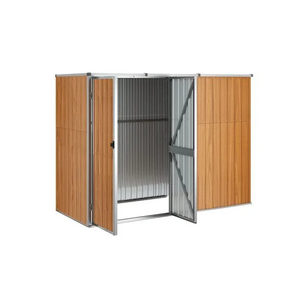 Armoire de jardin Grand modèle outillage imitation bois galvanisée Armoire en métal Armoire extérieure