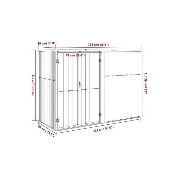 Armoire de jardin Grand modèle outillage imitation bois galvanisée Armoire en métal Armoire extérieure