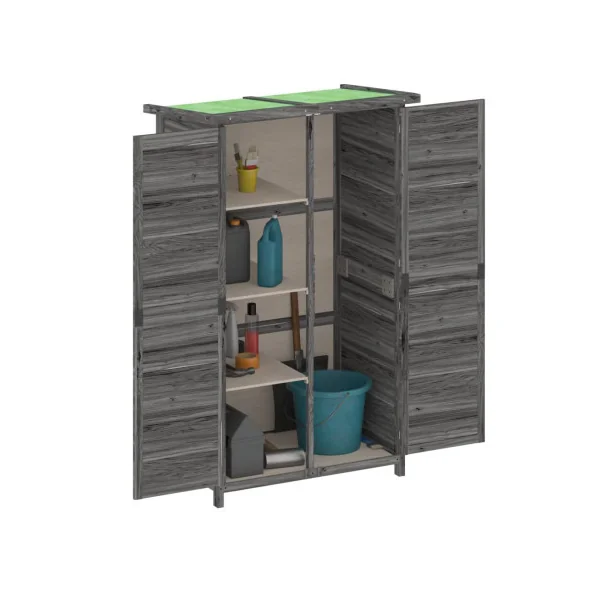 Armoire de Jardin Grise en Pin massif Armoire en bois Armoire Extérieure