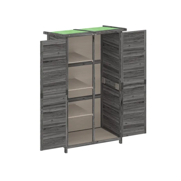 Armoire de Jardin Grise en Pin massif Armoire en bois Armoire Extérieure