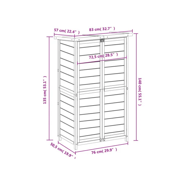 Armoire de Jardin Grise en Pin massif Armoire en bois Armoire Extérieure