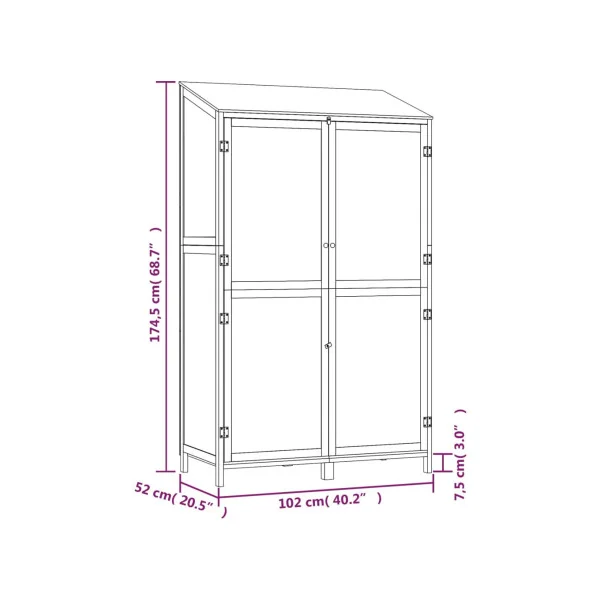 Armoire de Jardin Grise GM en Sapin massif Armoire en bois Armoire Extérieure