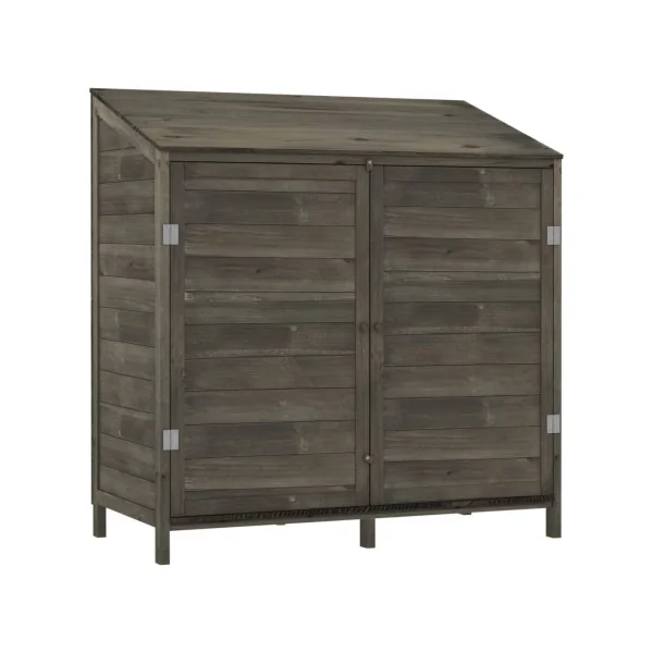 Armoire de Jardin Large Gris Foncé en Sapin massif Armoire en bois Armoire Extérieure