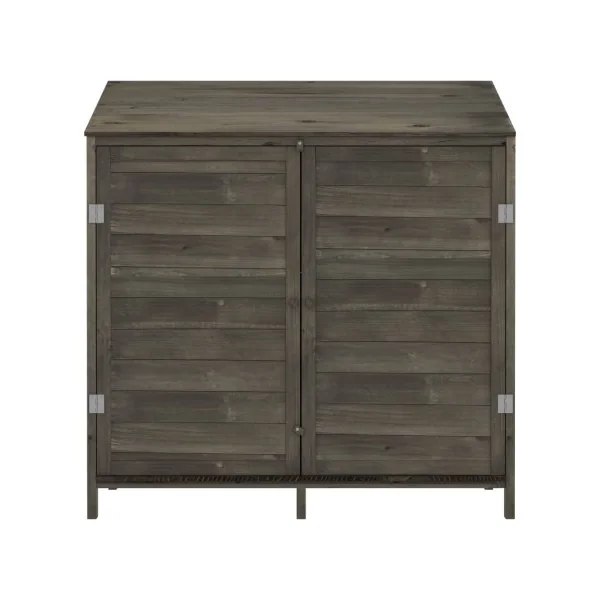 Armoire de Jardin Large Gris Foncé en Sapin massif Armoire en bois Armoire Extérieure