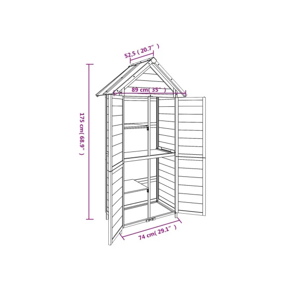 Armoire de Jardin Marron Pin massif Armoire en bois Armoire Extérieure