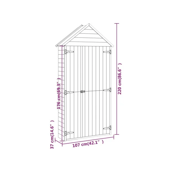 Armoire de Jardin Pin massif Abri Outils Armoire en bois Armoire Extérieure