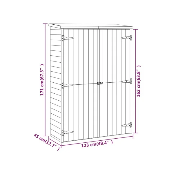 Armoire de Jardin Pin massif Armoire Outils Abri Outils Armoire en bois Armoire Extérieure