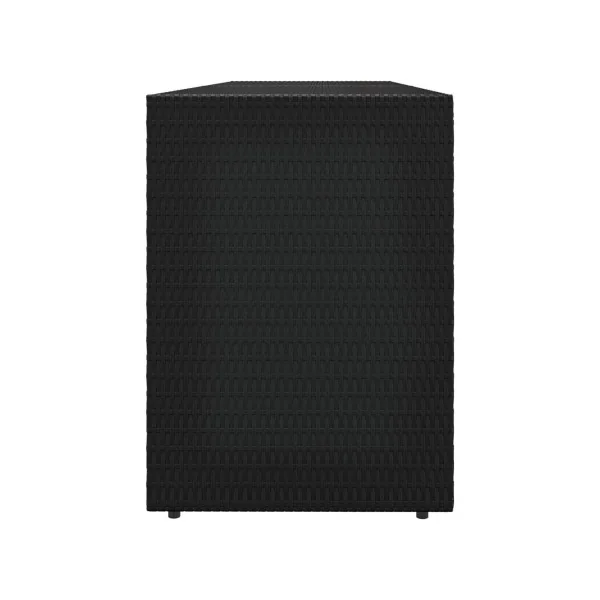Armoire de Rangement Basse Résine Tressée Noir Armoire de Jardin Longueur 198 cm
