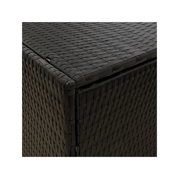Armoire de Rangement Basse Résine Tressée Noir Armoire de Jardin Longueur 198 cm