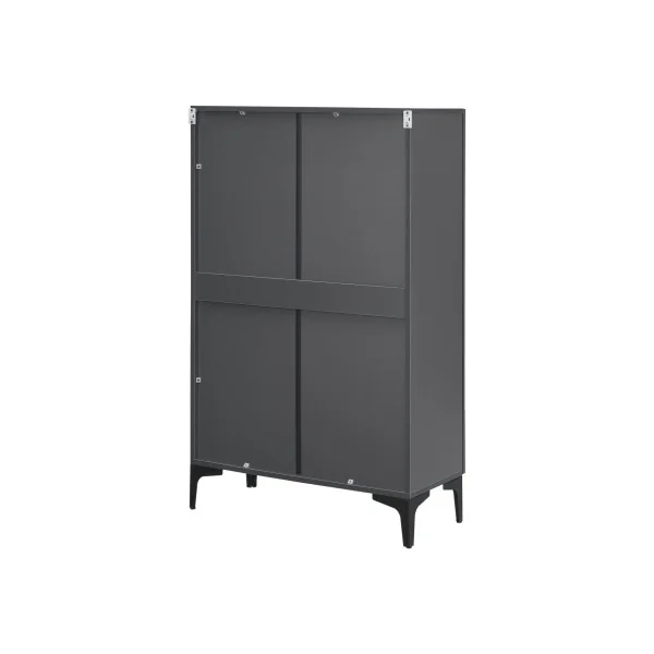 Armoire de Salon vitrine Grise avec 2 Portes 1 Tiroir Meuble Vitrine 2 étagères