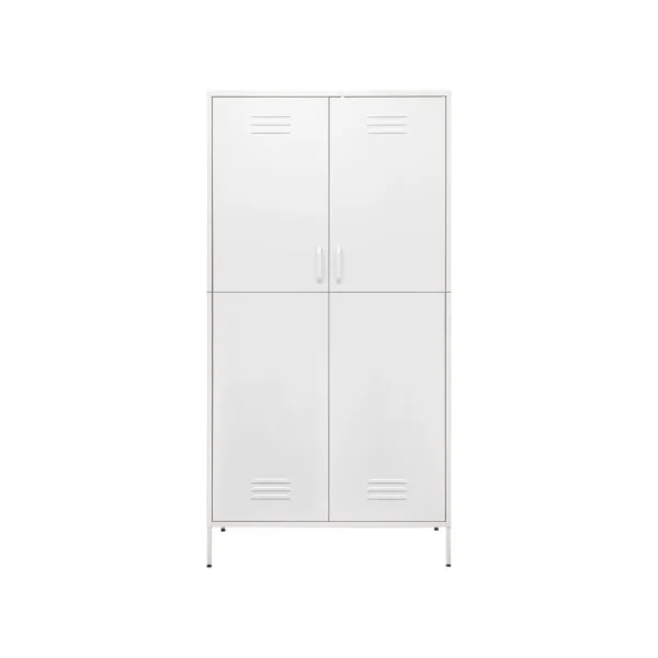 Armoire en Métal Blanc Penderie avec Etagères Garde Robe en Acier Moderne
