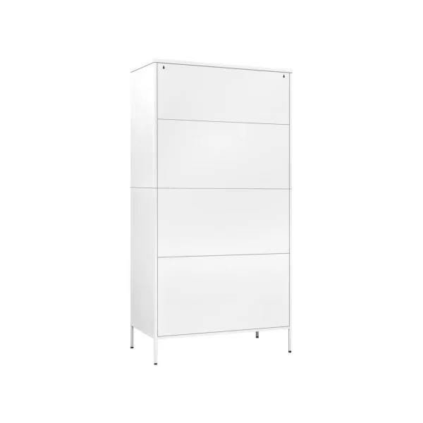 Armoire en Métal Blanc Penderie avec Etagères Garde Robe en Acier Moderne