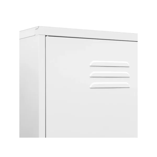 Armoire en Métal Blanc Penderie avec Etagères Garde Robe en Acier Moderne