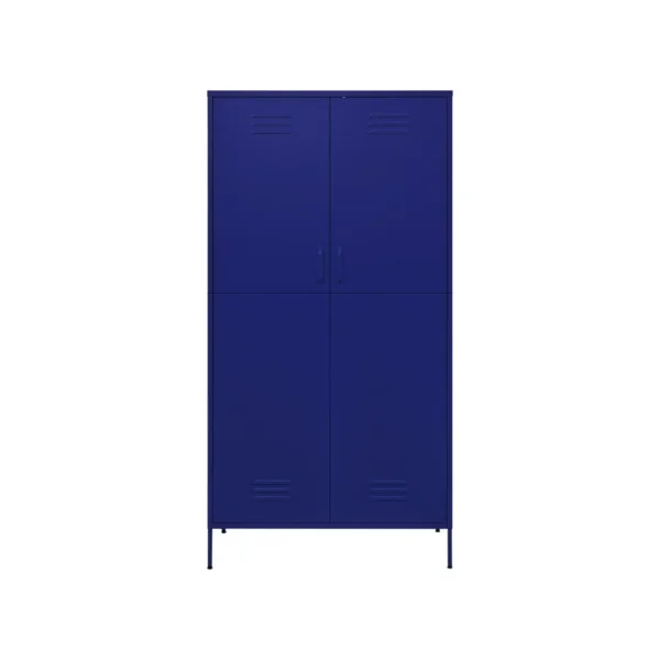Armoire en Métal Bleu Marine Penderie avec Etagères Garde Robe en Acier Moderne