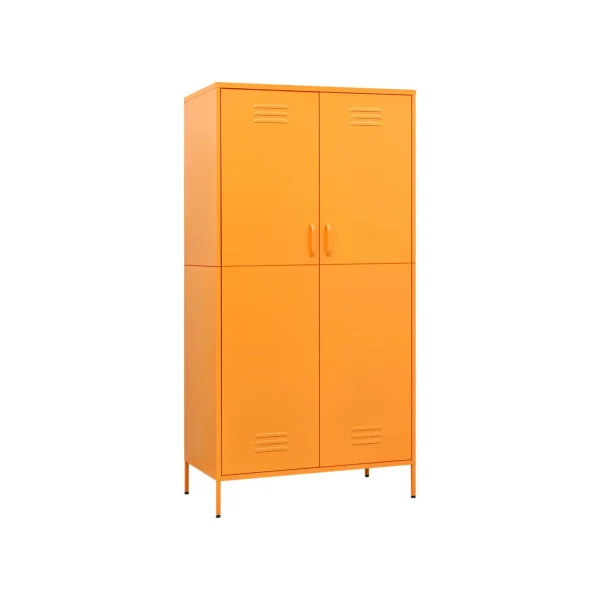Armoire en Métal Moutarde Penderie avec Etagères Garde Robe en Acier Moderne