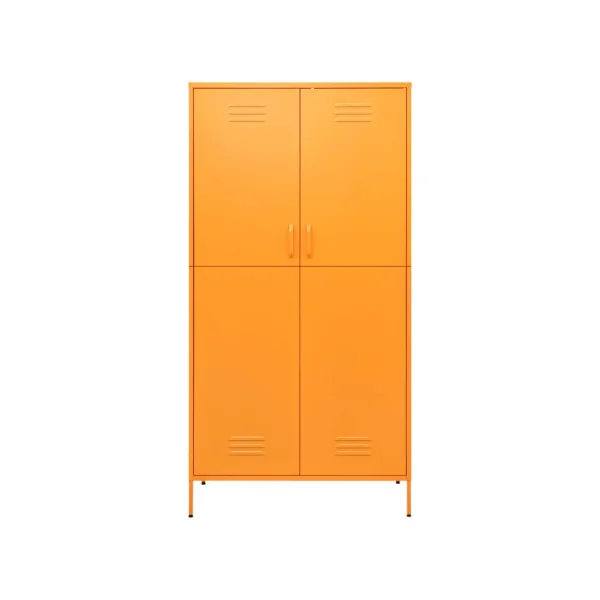 Armoire en Métal Moutarde Penderie avec Etagères Garde Robe en Acier Moderne