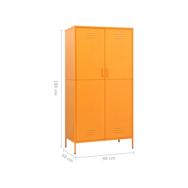 Armoire en Métal Moutarde Penderie avec Etagères Garde Robe en Acier Moderne