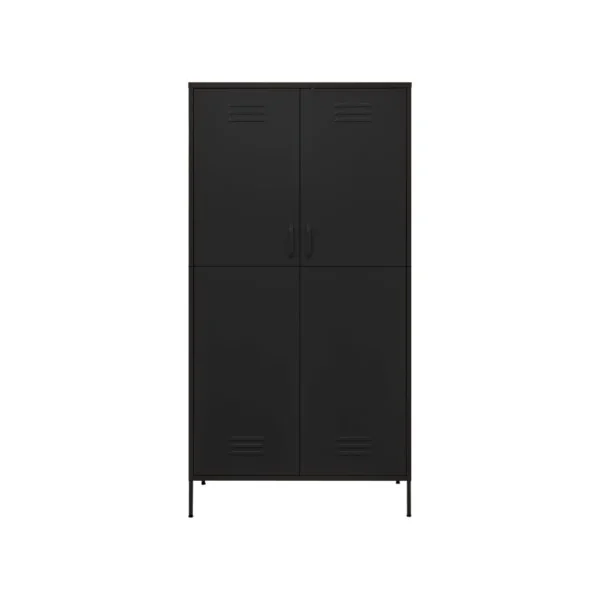 Armoire en Métal Noir Penderie avec Etagères Garde Robe en Acier Moderne