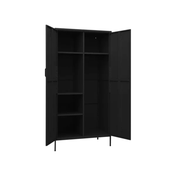 Armoire en Métal Noir Penderie avec Etagères Garde Robe en Acier Moderne