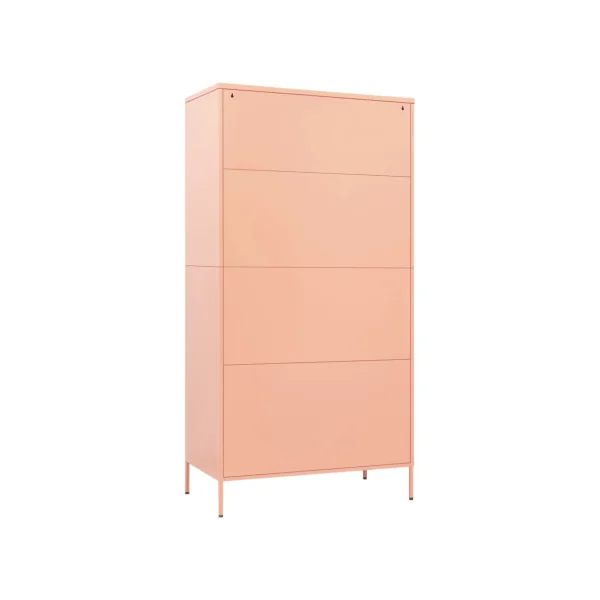 Armoire en Métal Rose Penderie avec Etagères Garde Robe en Acier Moderne