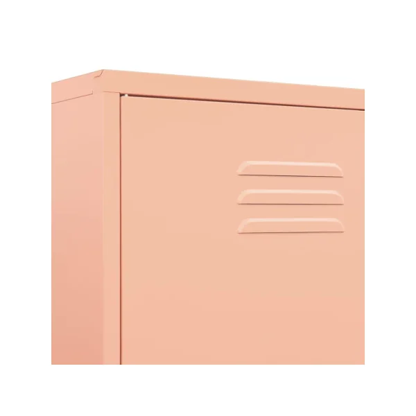 Armoire en Métal Rose Penderie avec Etagères Garde Robe en Acier Moderne