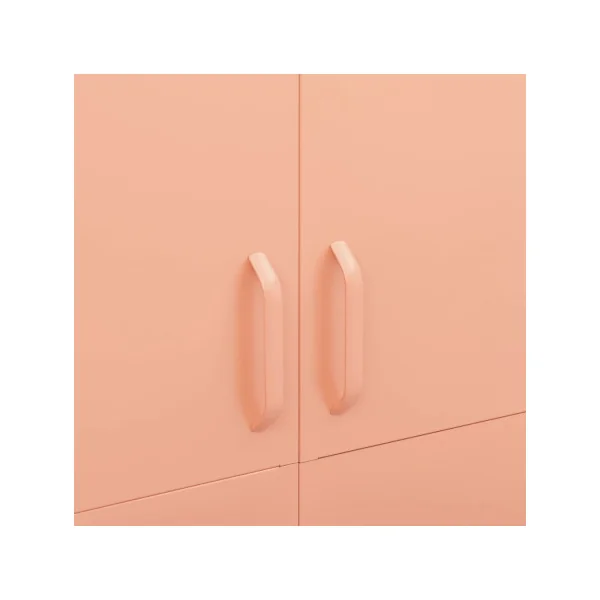 Armoire en Métal Rose Penderie avec Etagères Garde Robe en Acier Moderne