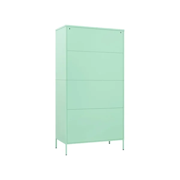 Armoire en Métal Vert Menthe Penderie avec Etagères Garde Robe en Acier Moderne
