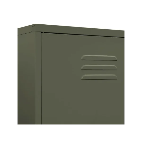 Armoire en Métal Vert Olive Penderie avec Etagères Garde Robe en Acier Moderne