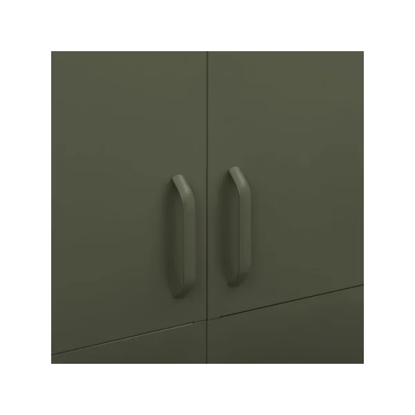 Armoire en Métal Vert Olive Penderie avec Etagères Garde Robe en Acier Moderne