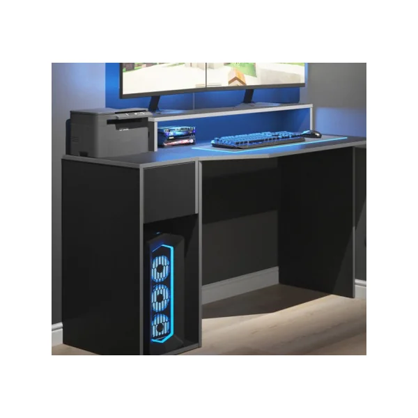 Armoire gaming noir et gris bureau de jeu bureau gamer bureau informatique