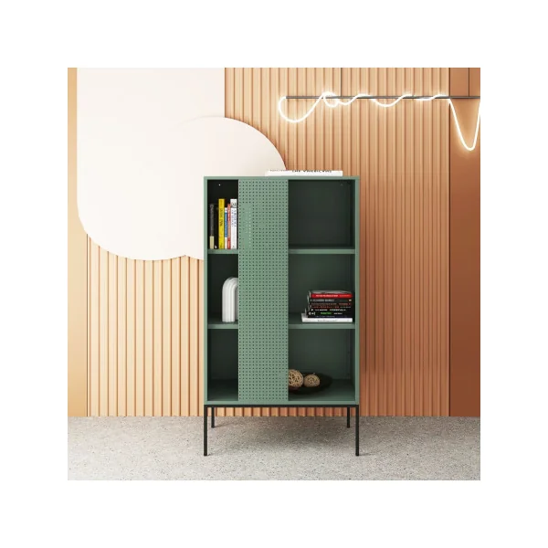 Armoire Métallique en Acier Verte Bibliothèque en Méta Meuble de Rangement