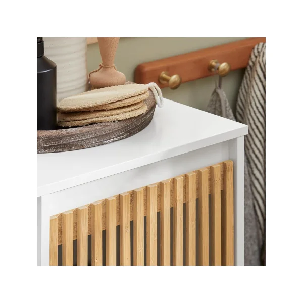 Armoire à Linge de Salle de Bain avec Panier à Linge Armoire de rangement