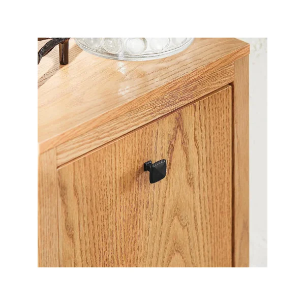 Armoire à linge salle de bain bois naturel avec panier à linge intégré gris Armoire basse salle de bain linge sale
