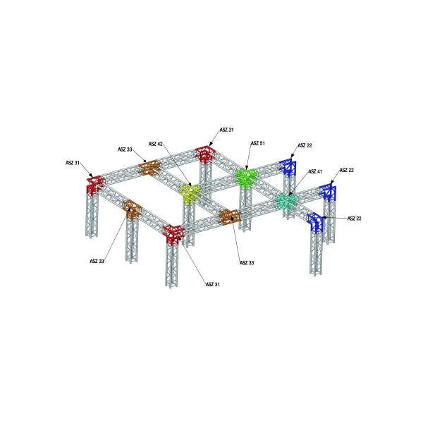 ASZ31 ASD - Angle 3 départs 3D type pied structure carrée angle 290mm