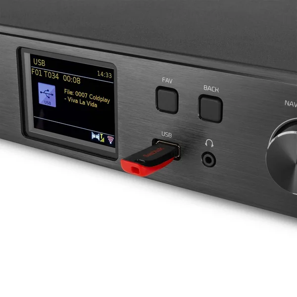 Audizio Brescia Amplificateur Hi-Fi avec Radio Internet 120W - Noir
