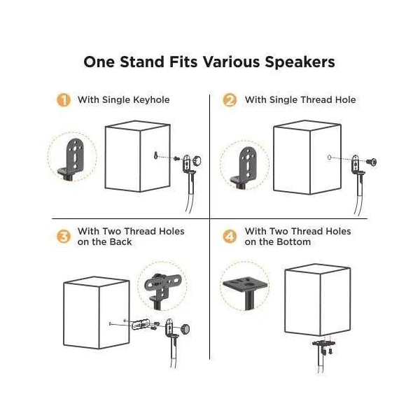 Audizio HTS12 Pied d'Enceinte Réglable en Hauteur Lot de 2 - Noir