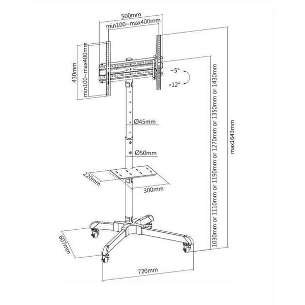 Audizio MFS30 Support TV à Roulettes et Freins