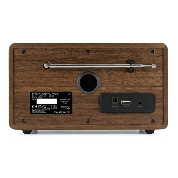 Audizio Padova Radio Réveil DAB+ avec Bluetooth - Bois