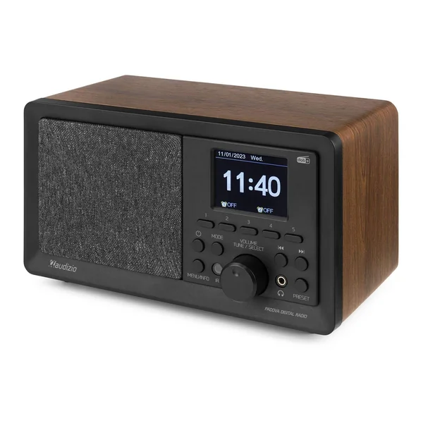 Audizio Padova Radio Réveil DAB+ avec Bluetooth - Bois