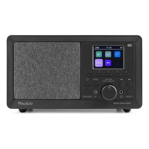 Audizio Padova Radio Réveil DAB+ avec Bluetooth - Bois