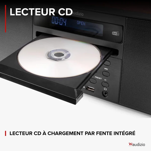 Audizio Prato Radio DAB+ et Lecteur CD avec Technologie sans Fil Bluetooth - Noir