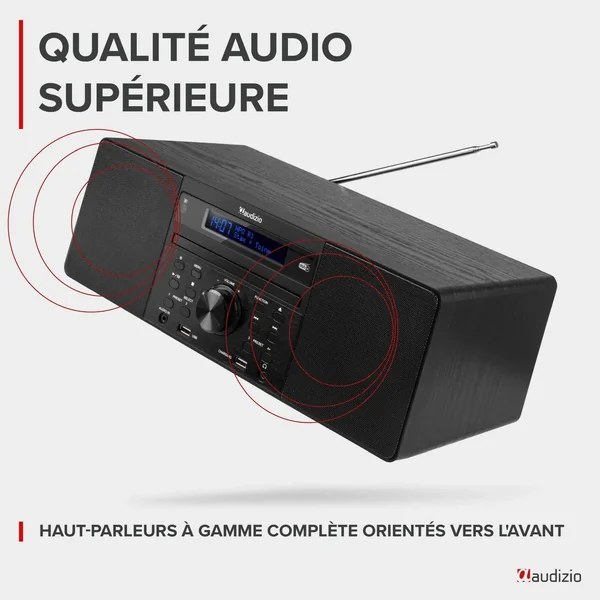 Audizio Prato Radio DAB+ et Lecteur CD avec Technologie sans Fil Bluetooth - Noir