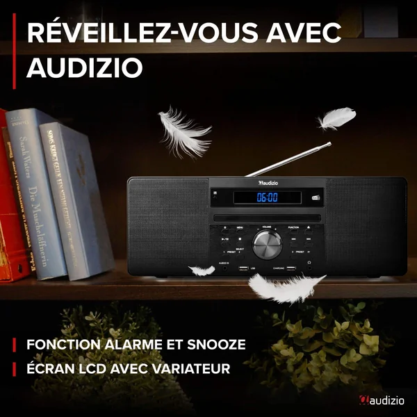 Audizio Prato Radio DAB+ et Lecteur CD avec Technologie sans Fil Bluetooth - Noir