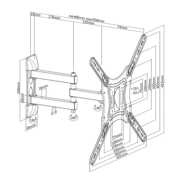 Audizio USSB35 Support Mural TV Universel