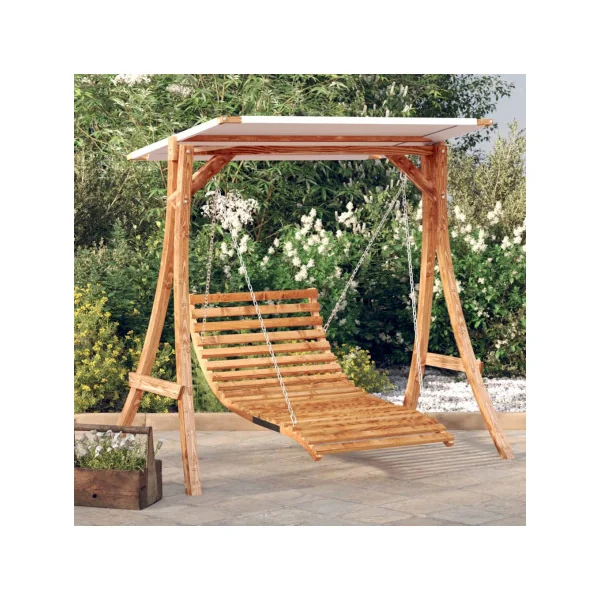 Balancelle Avec Auvent Design Crème Lit de Jardin en Epicéa Balancelle Extérieure Balancelle Suspendue