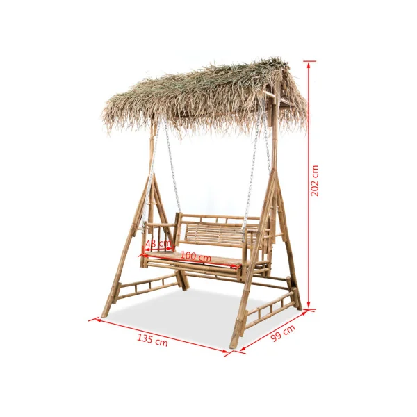 Balancelle de jardin en bambou Balancelle extérieure Banc balancelle suspendue en bambou
