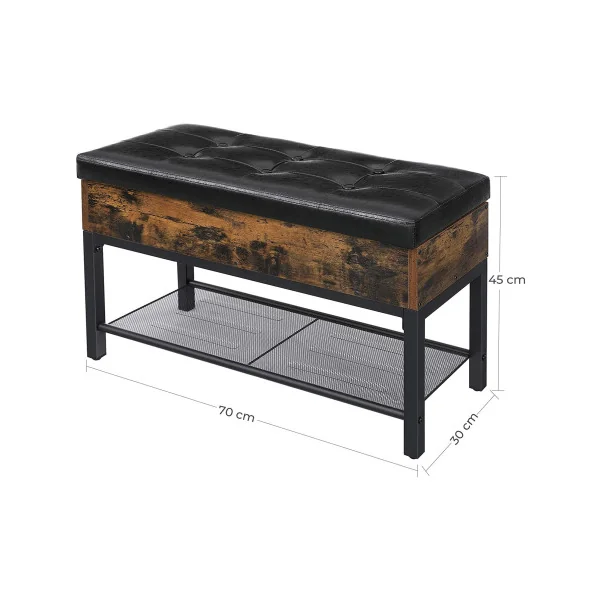 Banc chaussures industriel Meuble d'entrée avec rangement Banc avec coffre rangement métal et bois