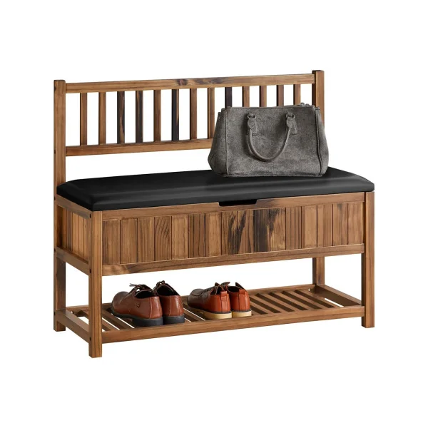 Banc chaussures Rembourré Coffre de rangement Banc d'entrée avec Etagère Chaussure Pin massif
