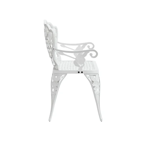 Banc de jardin 108 cm Aluminium Coulé Blanc Banc de Bistrot en Fonte Banc Extérieur